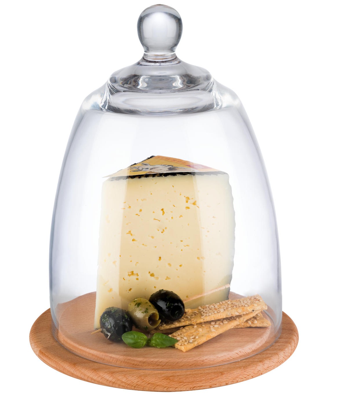 Cloche à fromage en bois d'acacia et verre